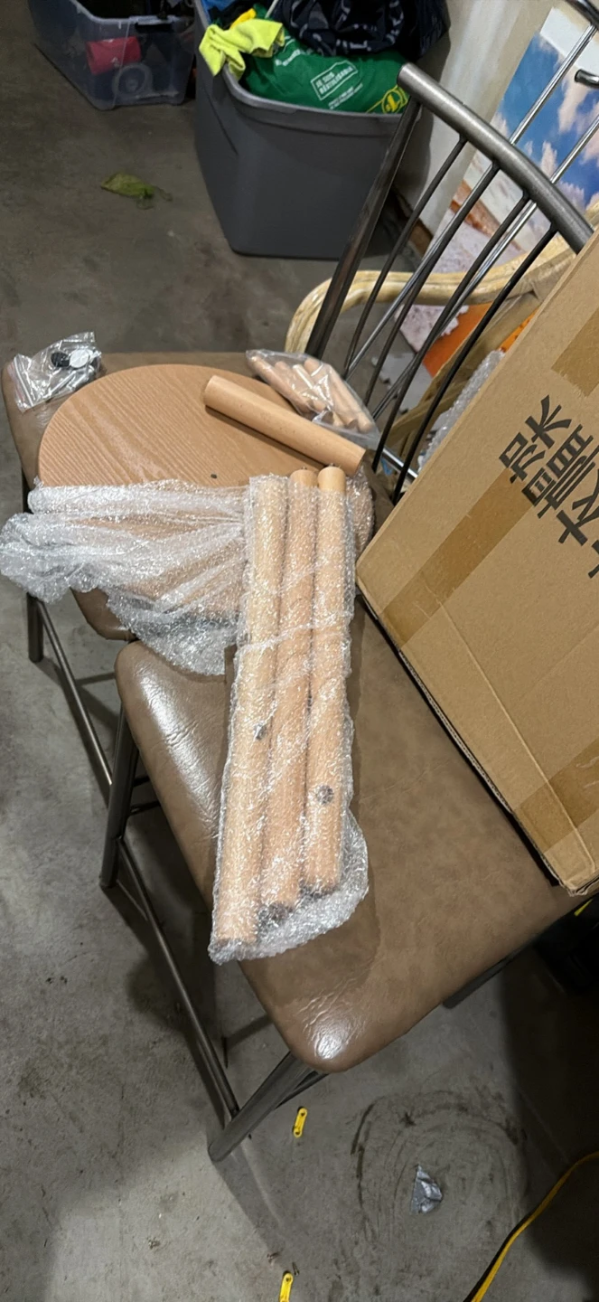 Unassembled Round Wooden Side Table - photo 2
