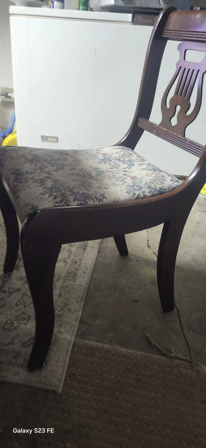 Round Wooden Dining Table marble top comes with 6 chairs - photo 2