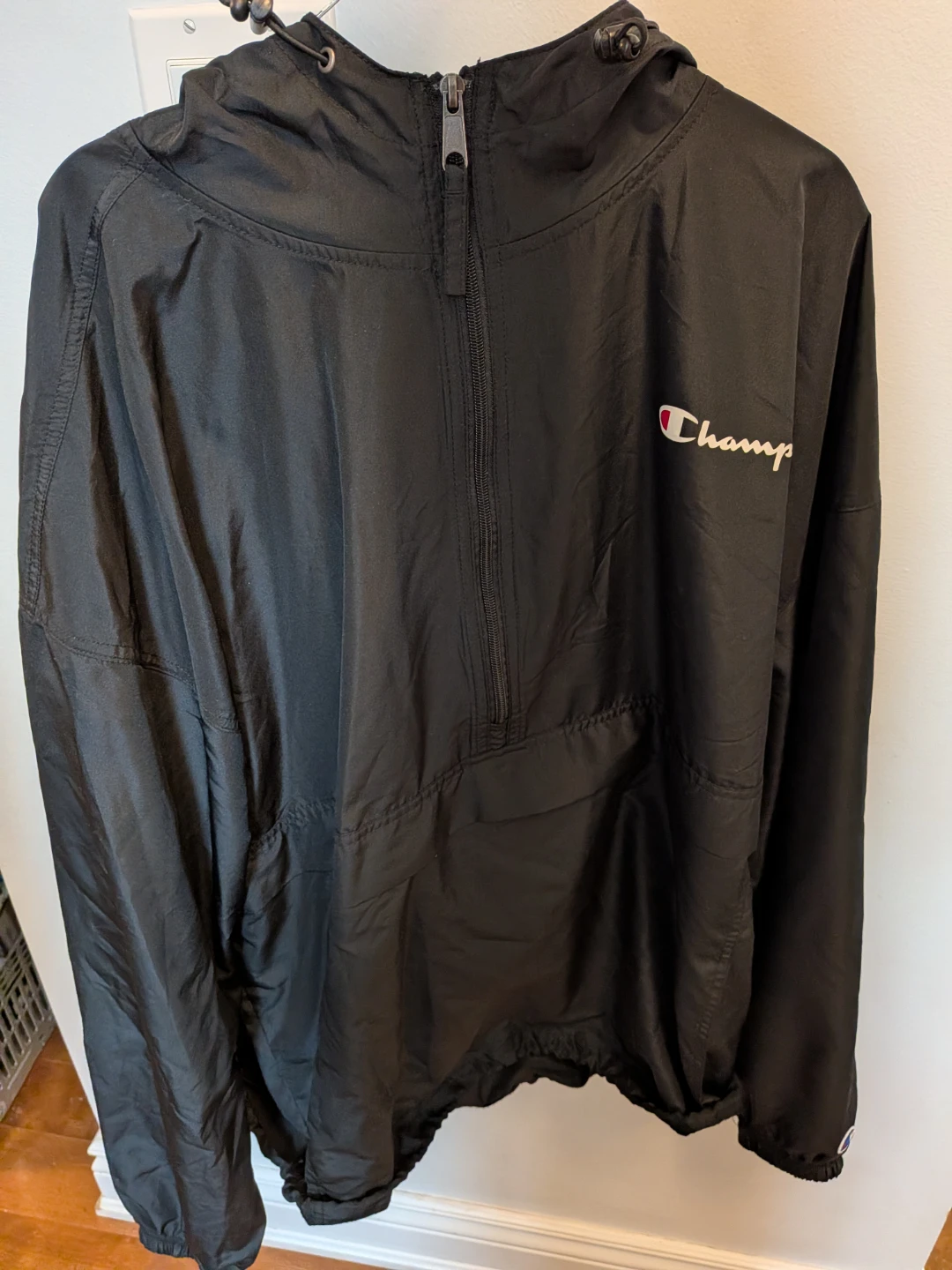 Champion Black Half-Zip Windbreaker Jacket 2XL 🏈