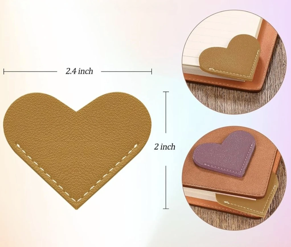 Heart Shaped Faux Leather Bookmarks 12pcs - photo 4