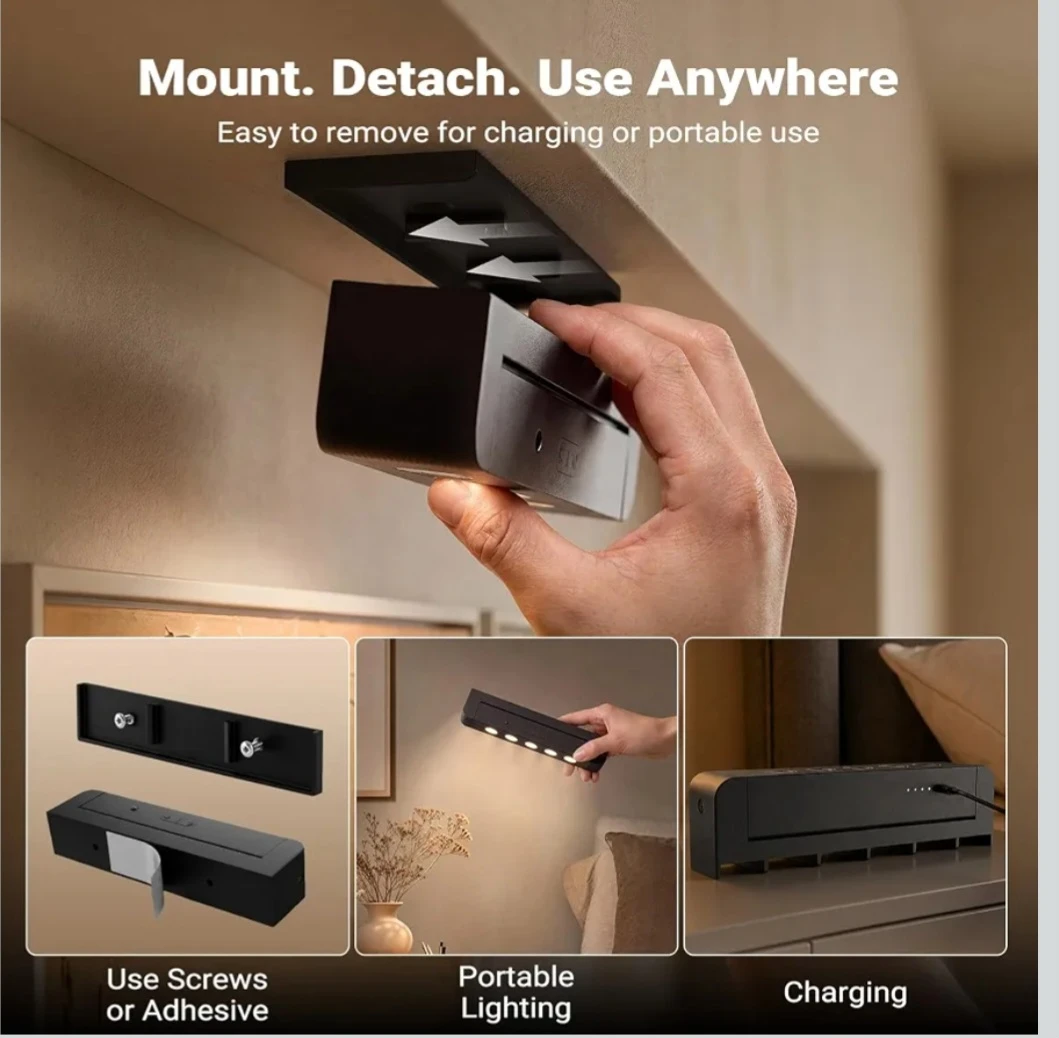 Black USB Rechargeable LED Wall Light with Remote - photo 5