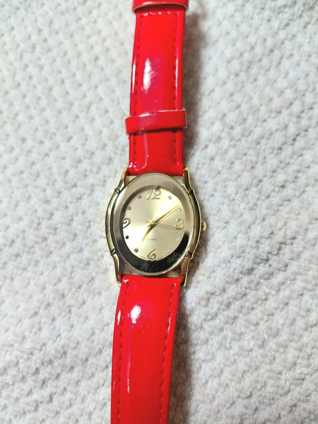 BWC Quartz Watch - Red Patent Leather Band