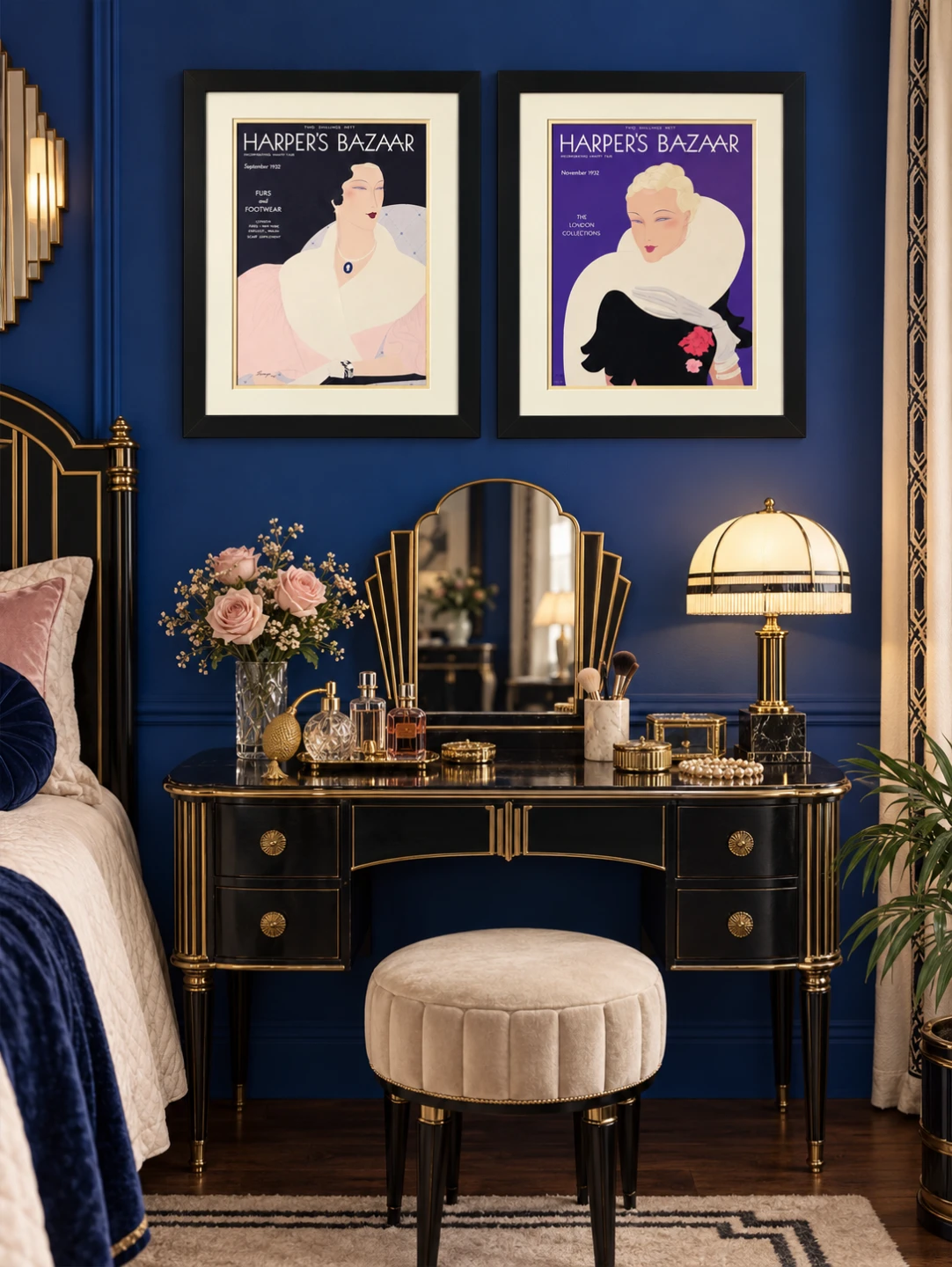 Set of 2 Vintage Harper's Bazaar Framed Art Prints - photo 2
