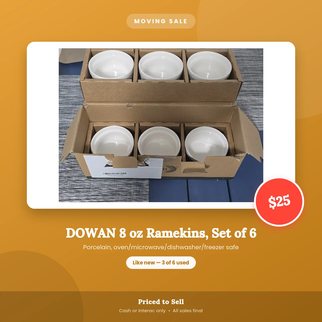 DOWAN 8 oz Ramekins, Set of 6