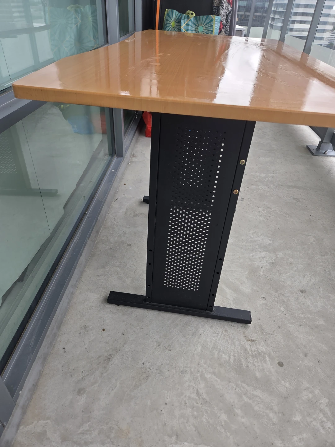 Wooden Desk with Black Metal Base - photo 2