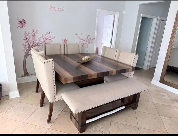 Upholstered Dining Chairs and Table - photo 2