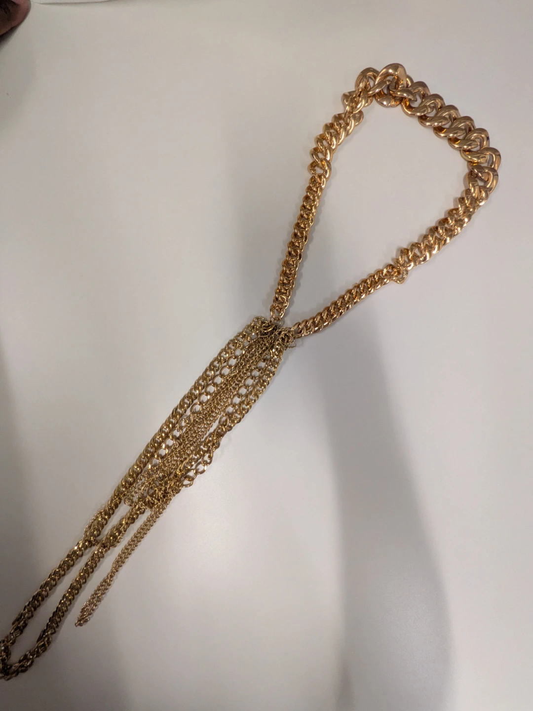 Gold Tone Multi-Layered Chain Necklace