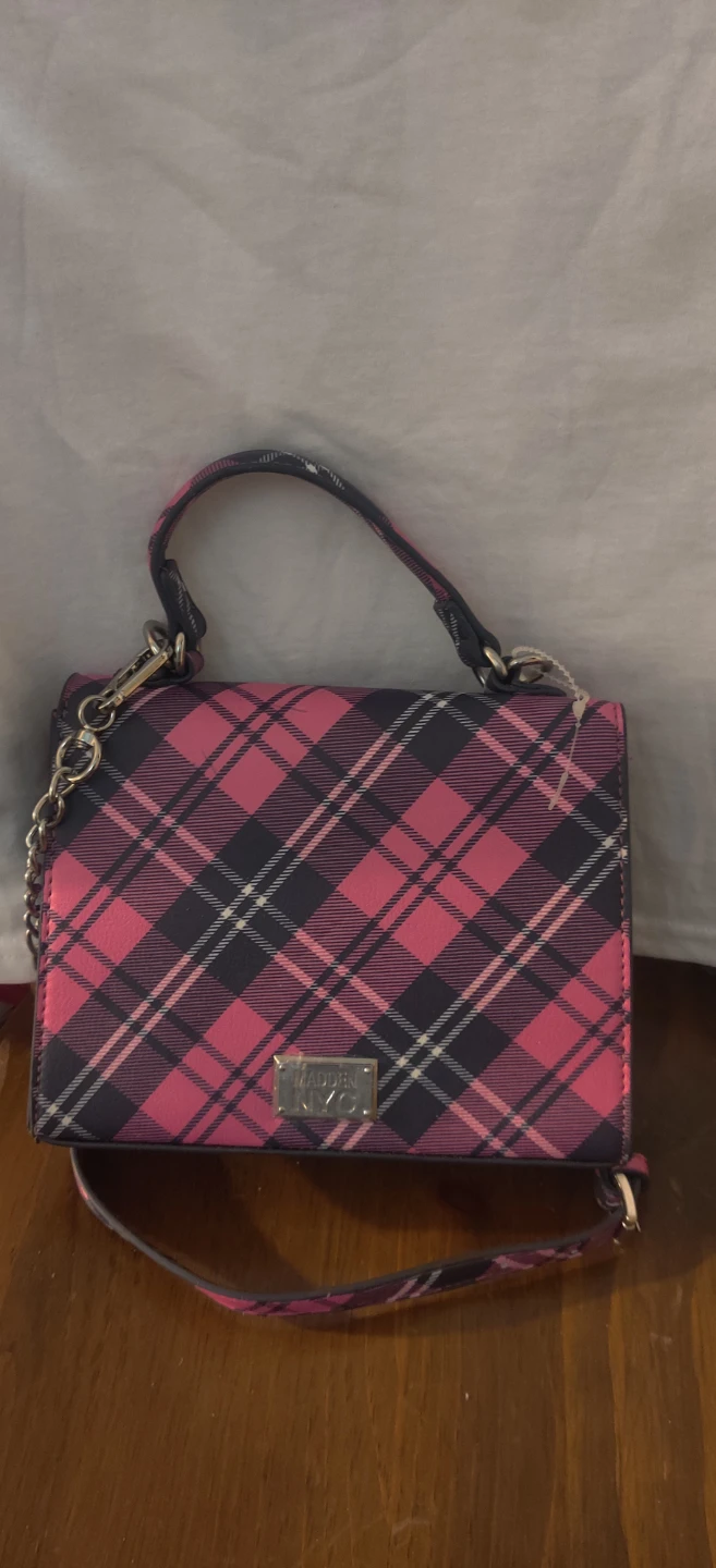Madden NYC Pink Plaid Crossbody Bag