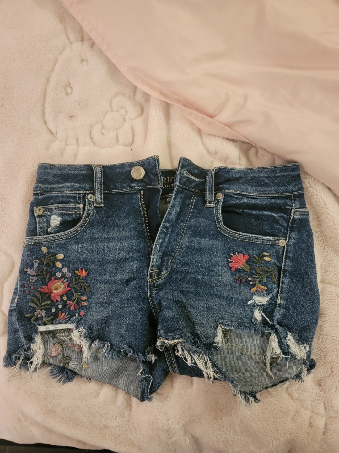 American Eagle Embroidered Denim Shorts
