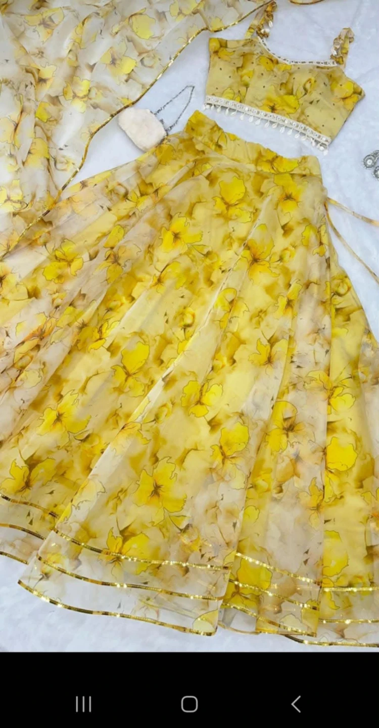Yellow Floral Lehenga Choli Set