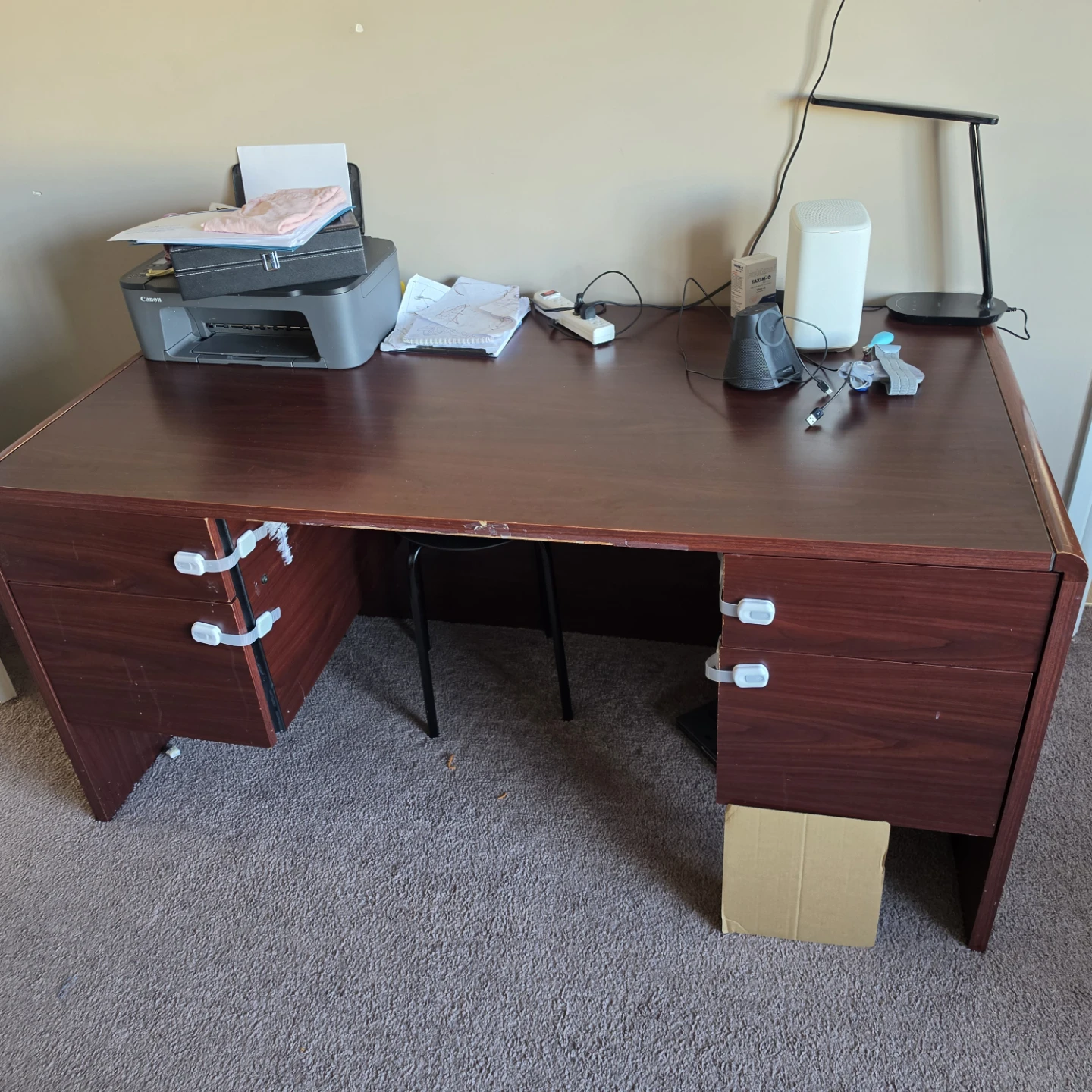 Large dark wood office desk