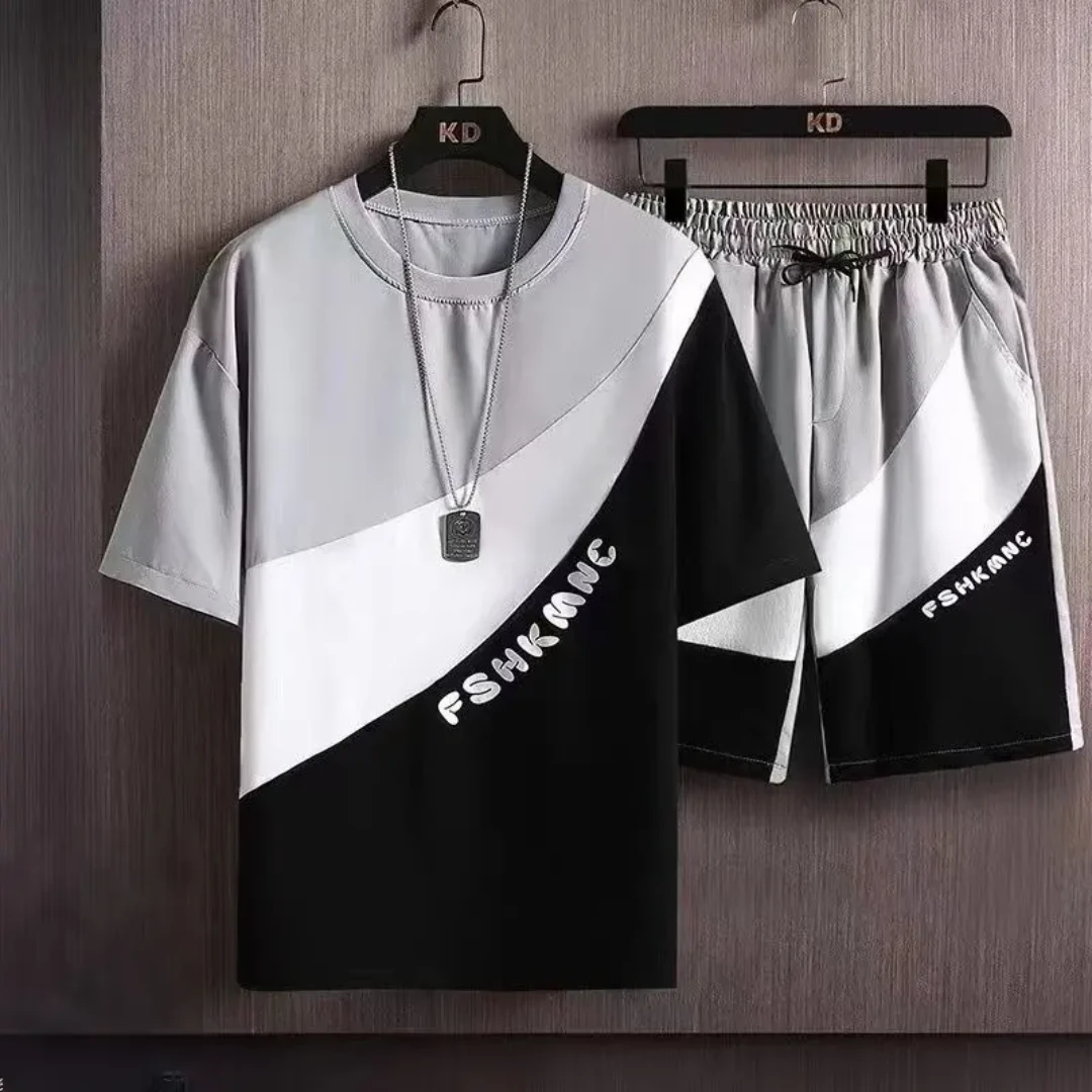 FSHKMNC Men's Short Sleeve T-Shirt and Shorts Set