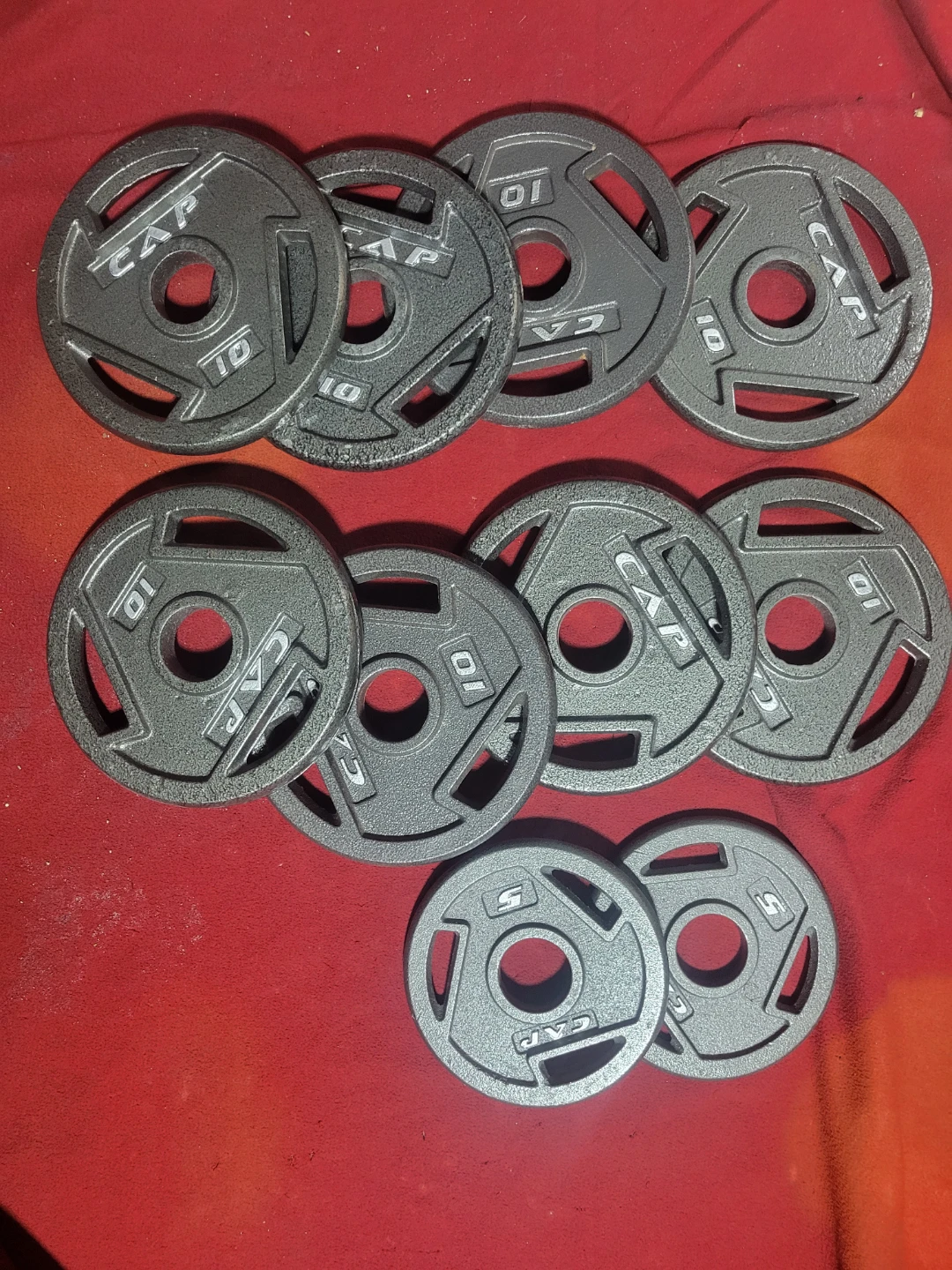 OLYMPIC.  2" HOLE  90LB PLATES TOTAL  2-5s.  8-10s