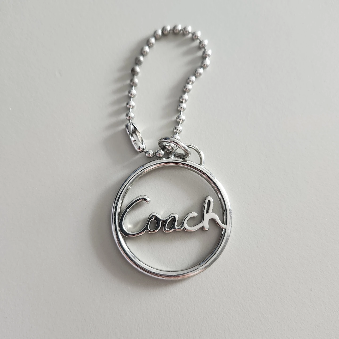 Coach 2.25” Script Logo Metal Key Fob Charm Keychain Hang Tag