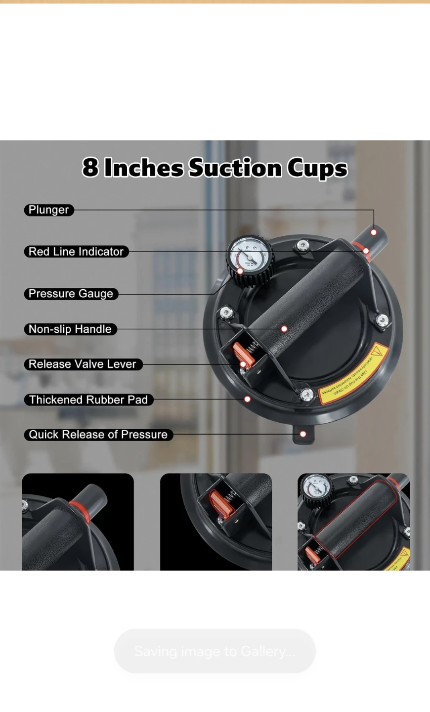 New 2 Pack Glass Suction Cup, 8" Heavy Duty Suction Cups - photo 3