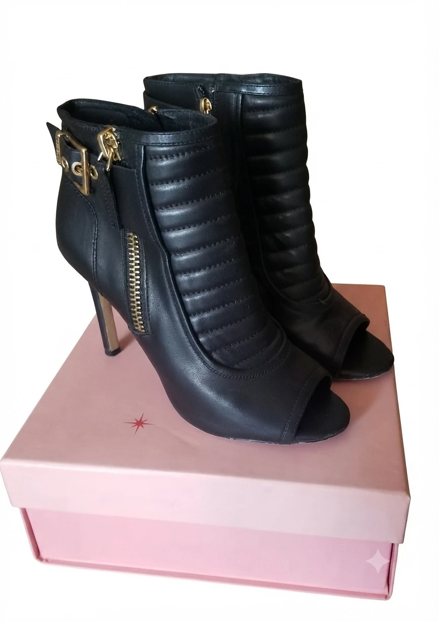 Vince Camuto Black Peep-Toe Ankle Booties