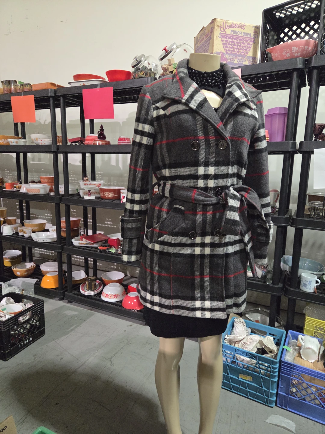 Trench Coat with Plaid Pattern - photo 3