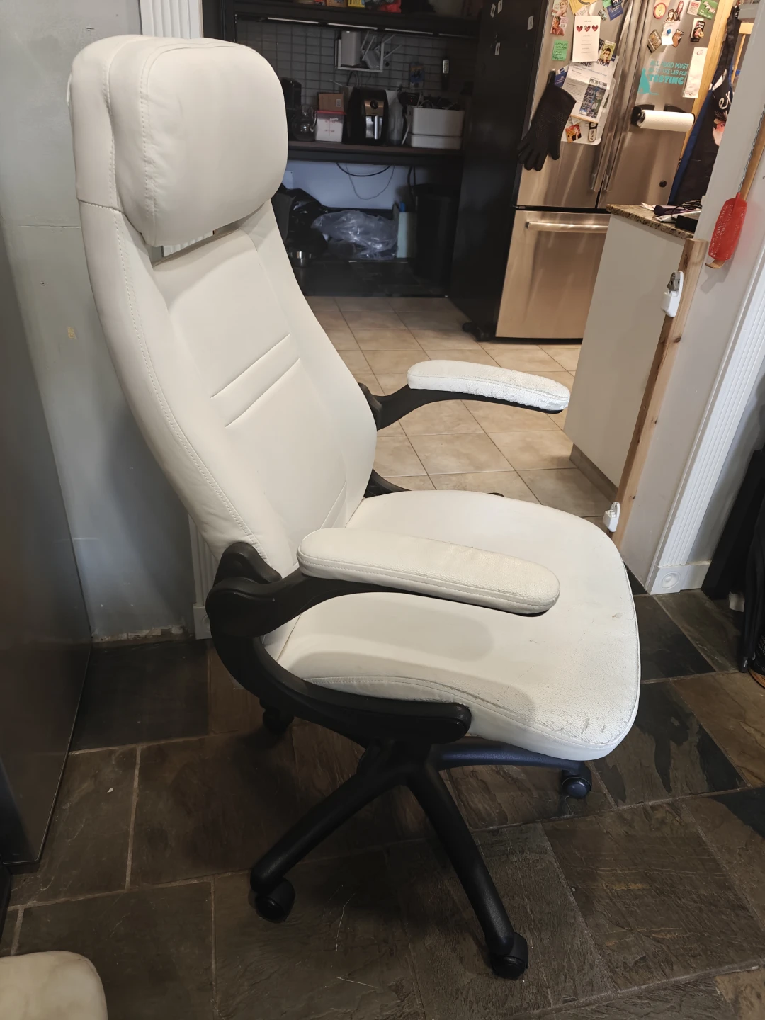 White Office Chair with Flip-Up Armrests - photo 2