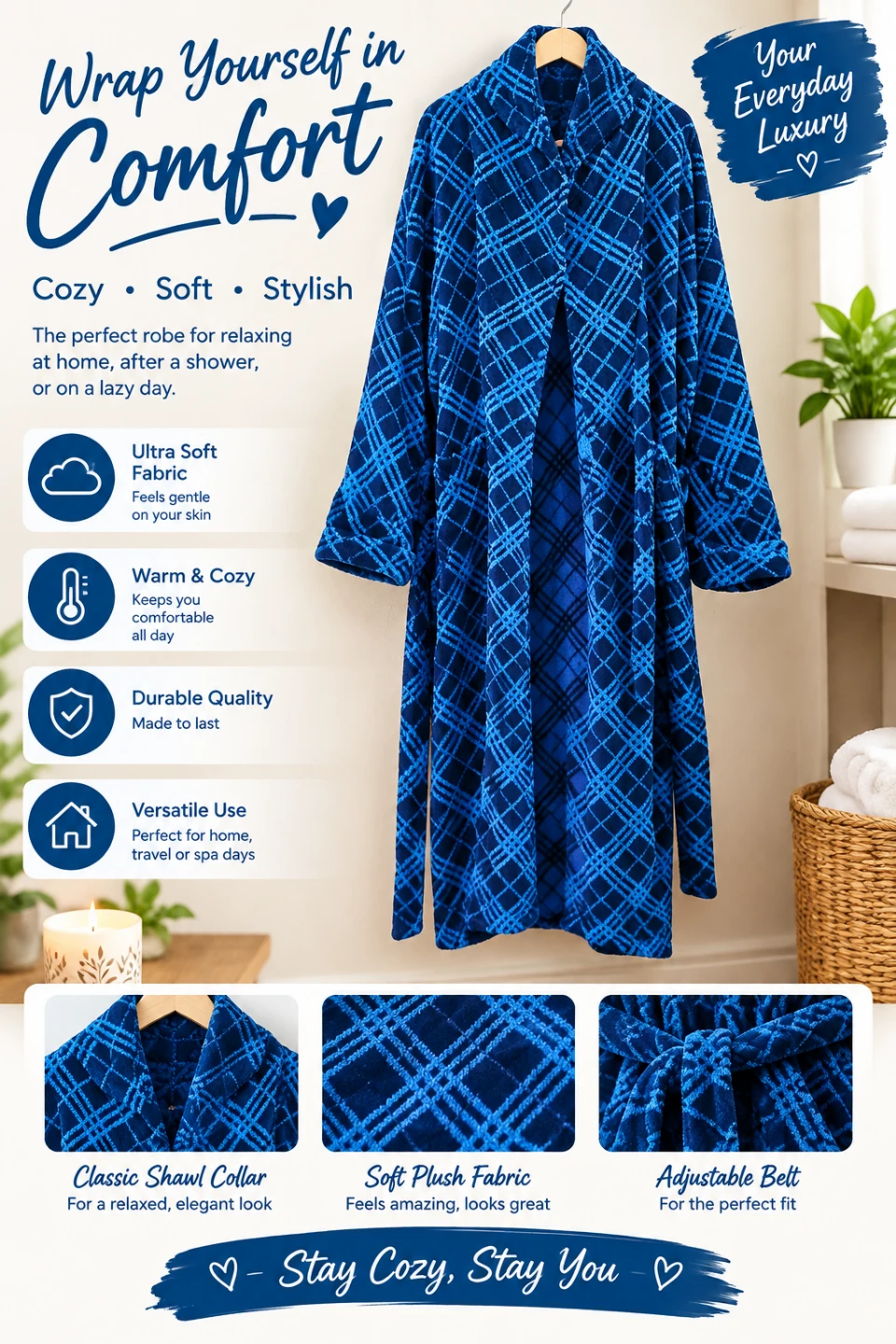 👘Cherokee Black and Blue Robe👘