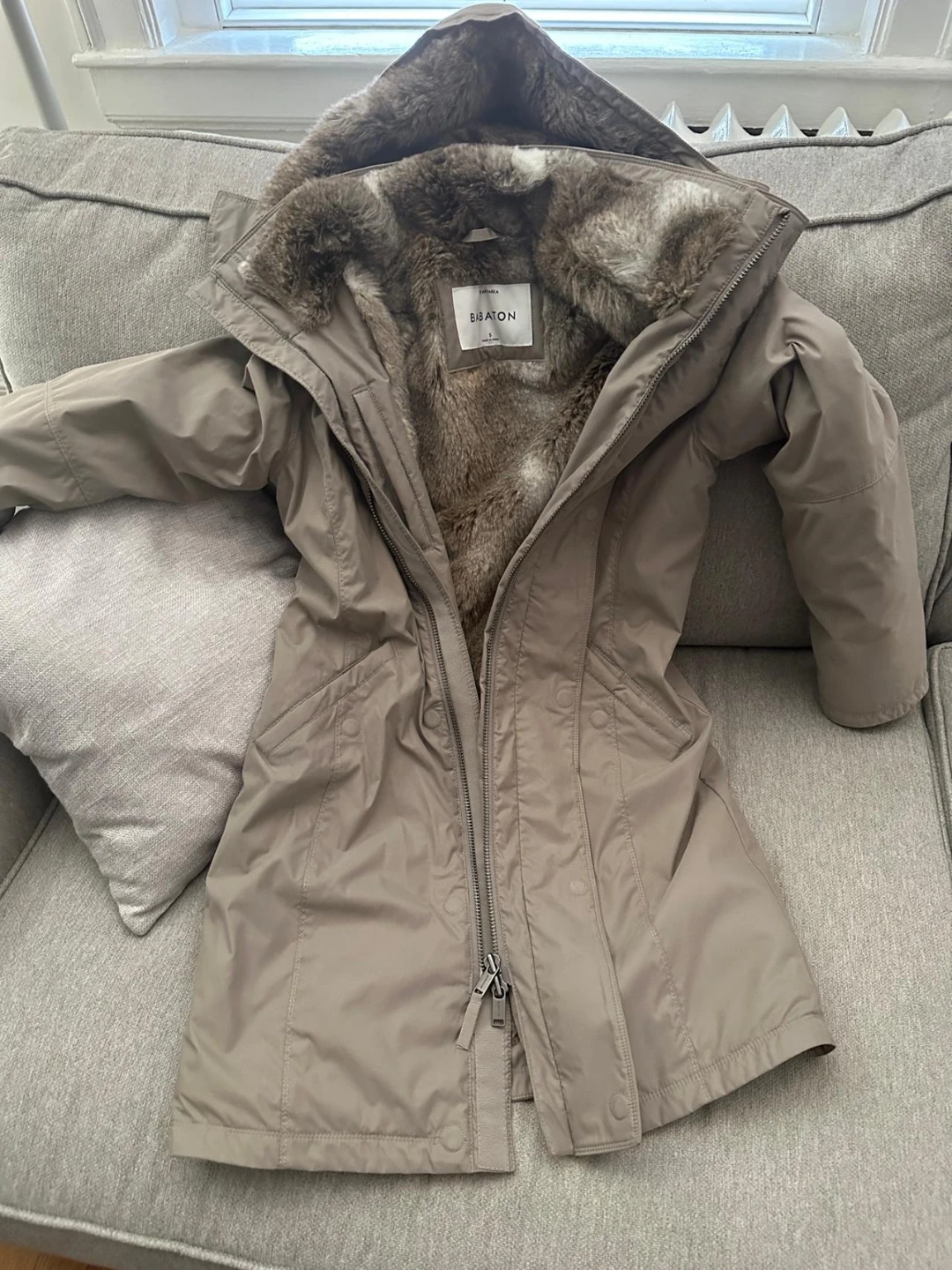 Babaton fur Parka Jacket size S