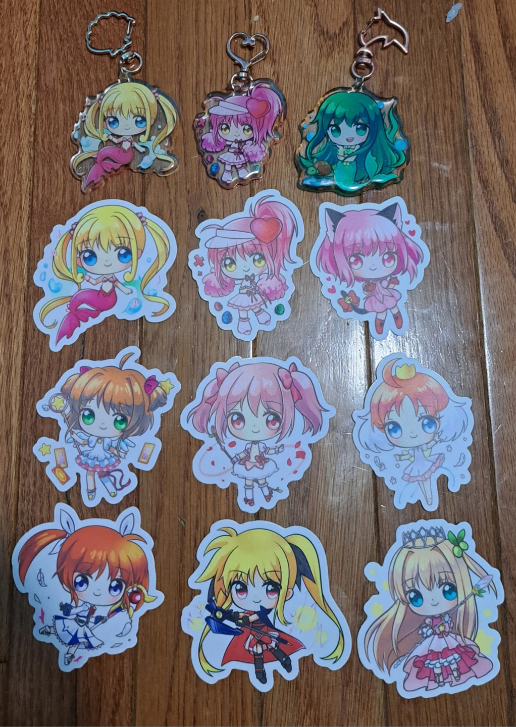 Stickers and Keychains from popular magical girl anime's