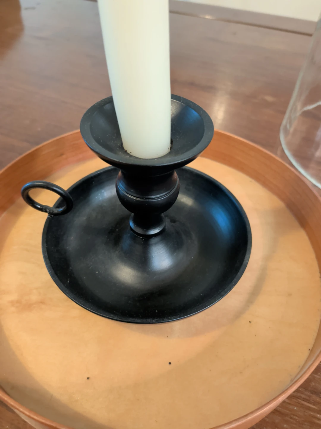 Glass Hurricane Candle Holder with Wood Base - photo 3