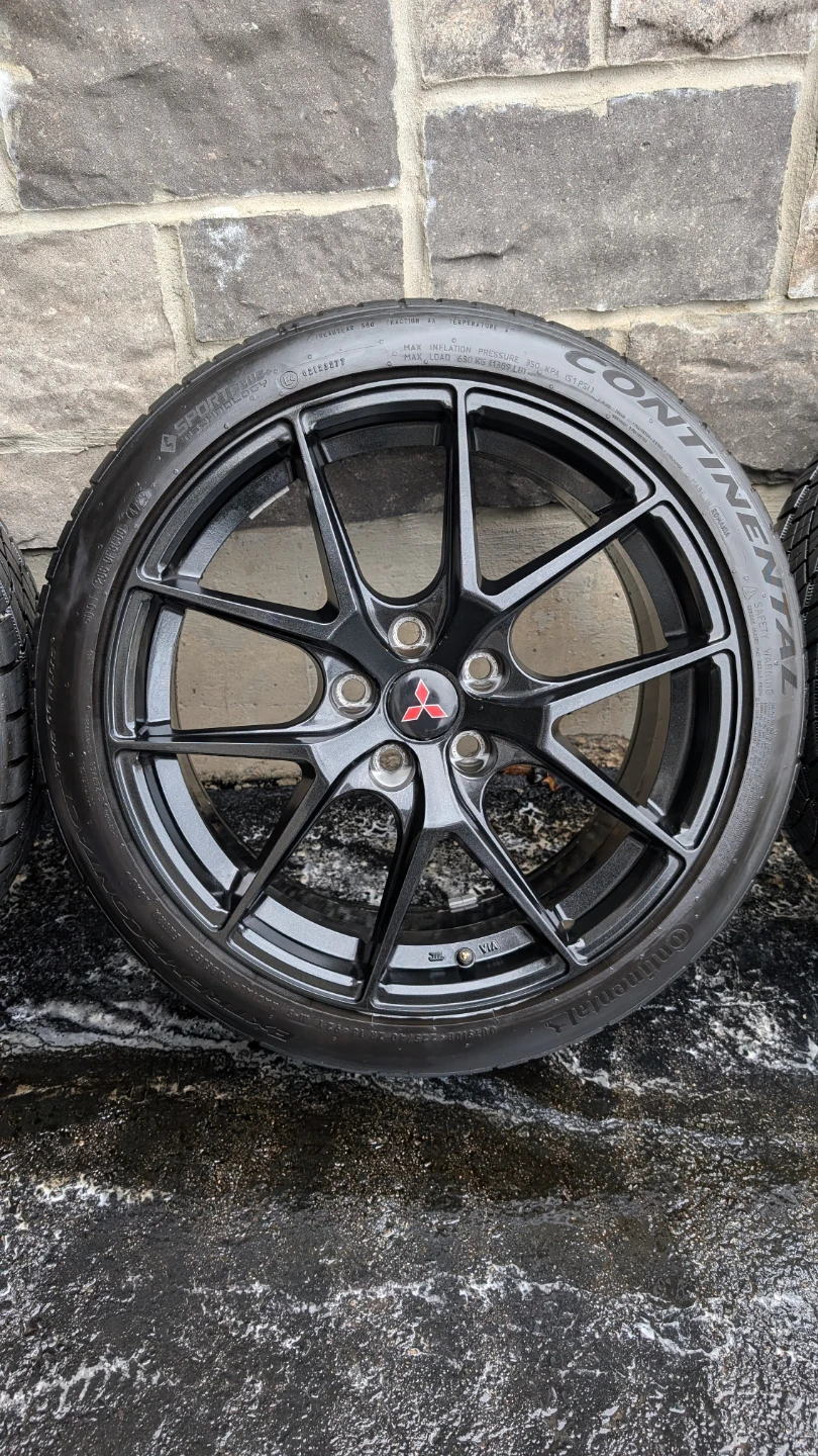 Set of 4 Black Alloy Wheels with Continental Tires - photo 4