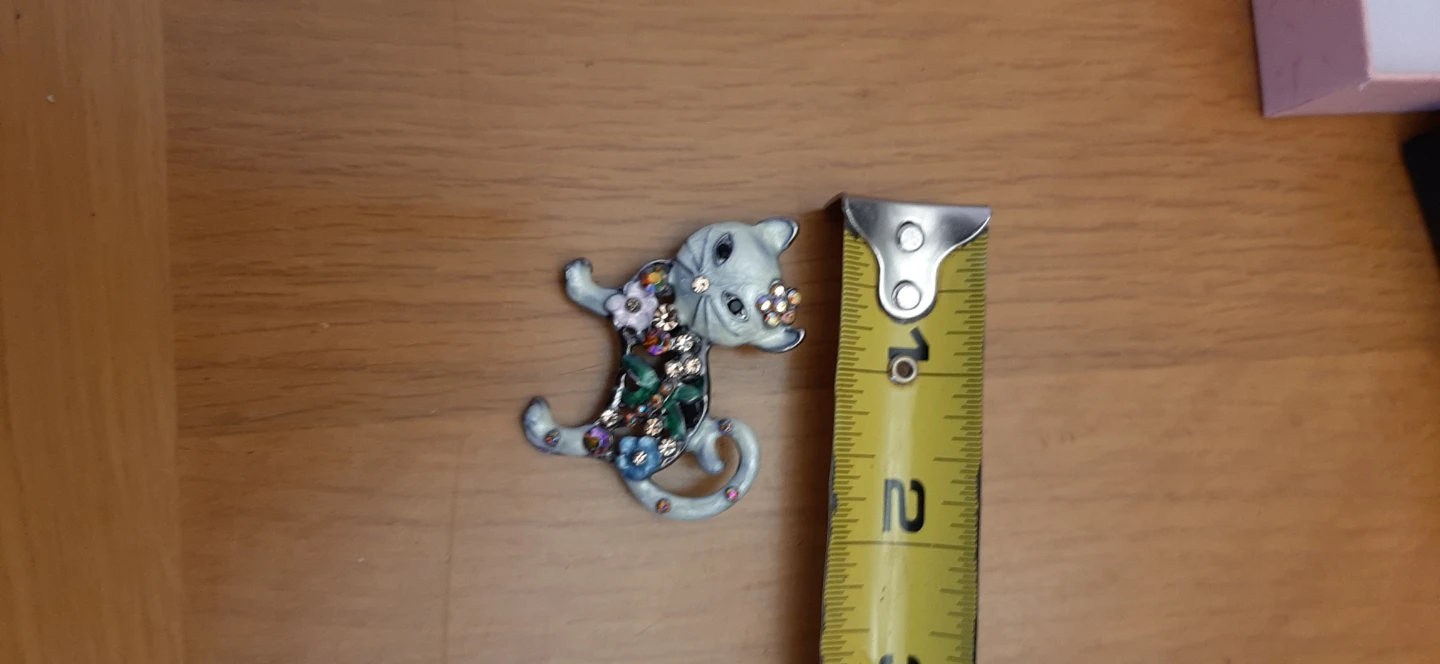 Cat-shaped brooch with  stones &  flowers - photo 3