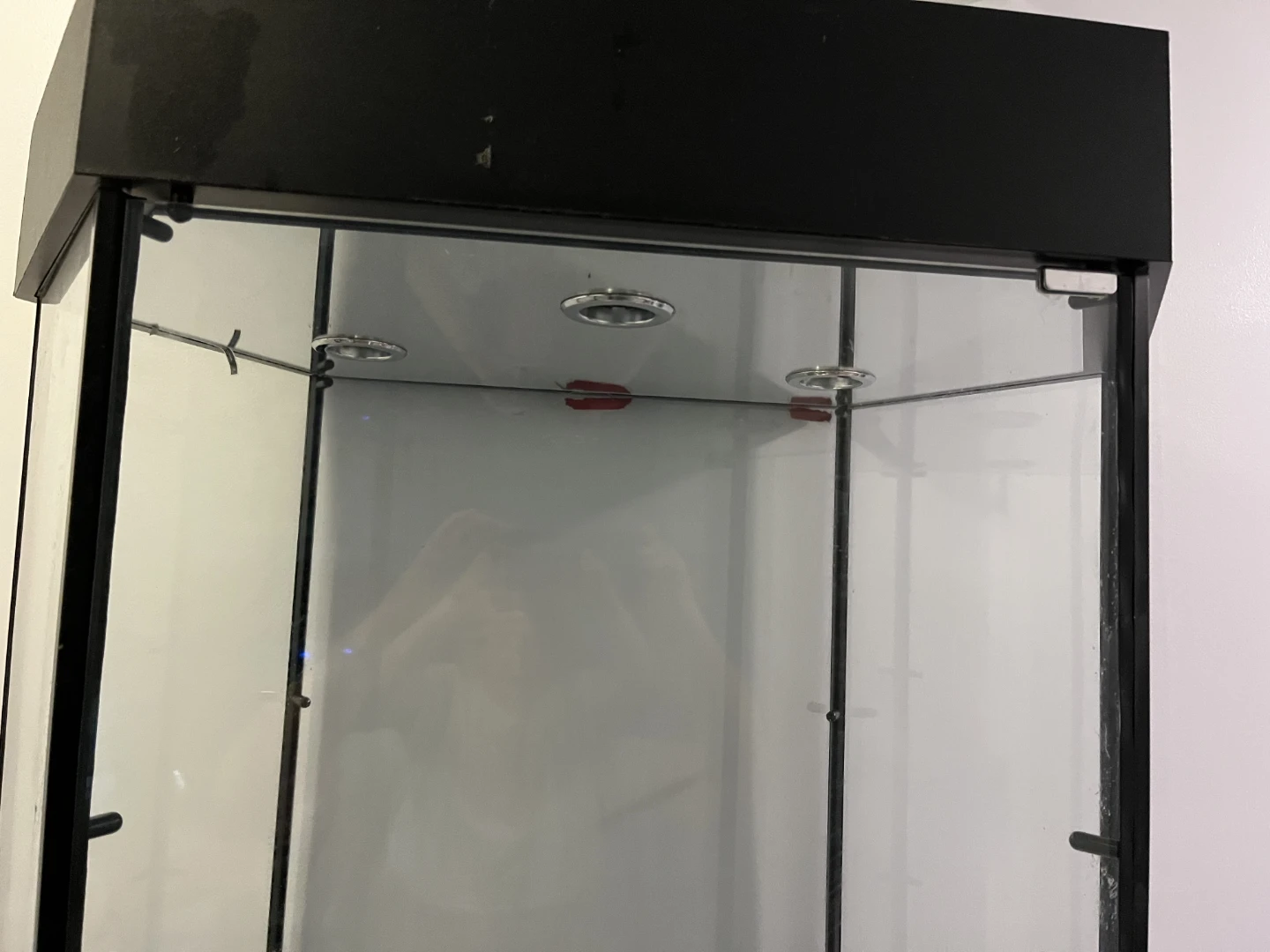 Tall Black Glass Display Case with Integrated Lighting - photo 5