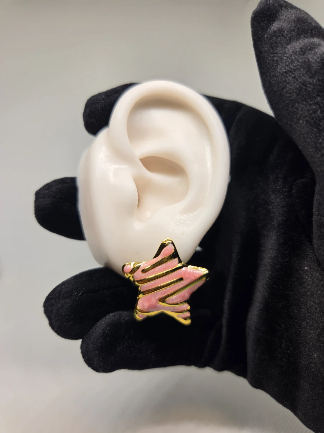 Abstract Star Pink Earrings in Stainless Steel