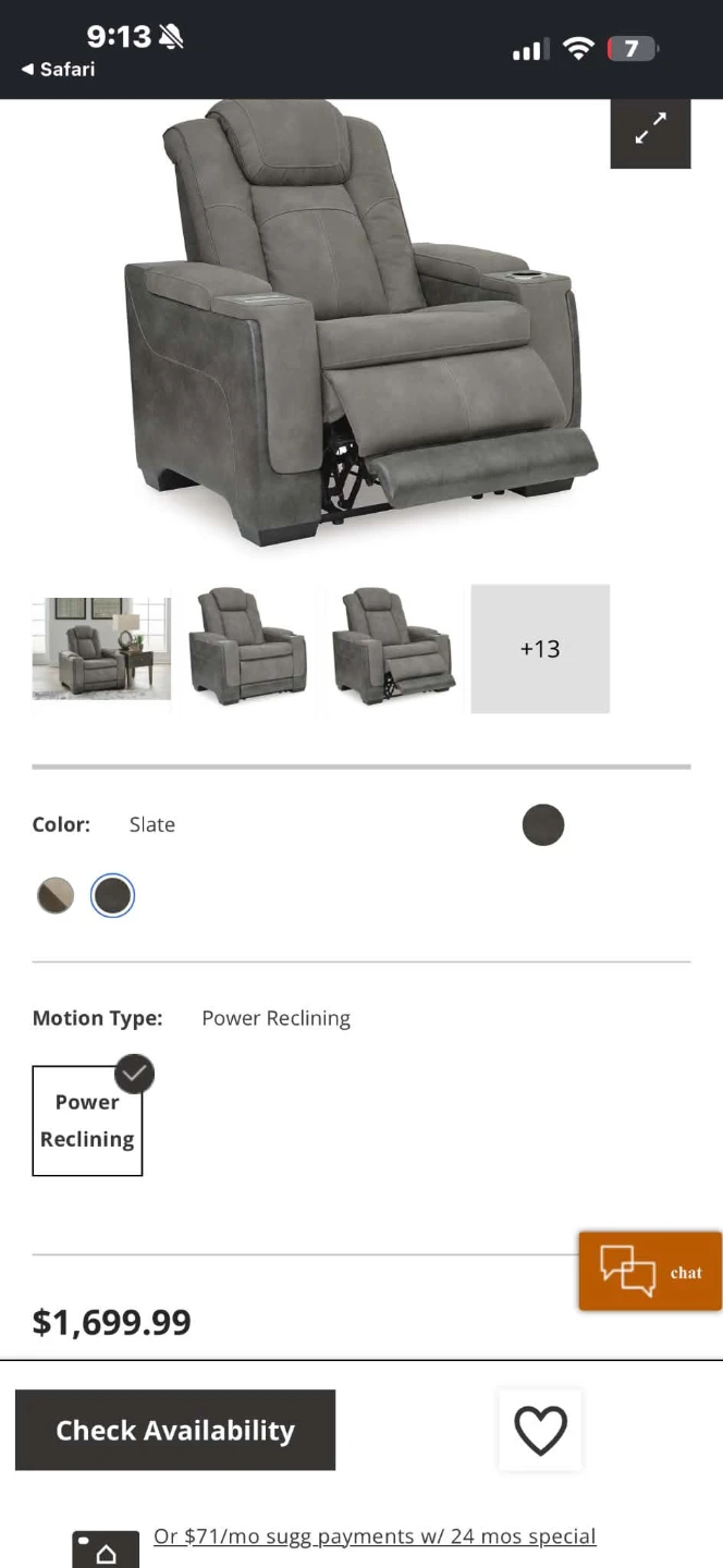 Slate Power Recliner Chair - photo 3