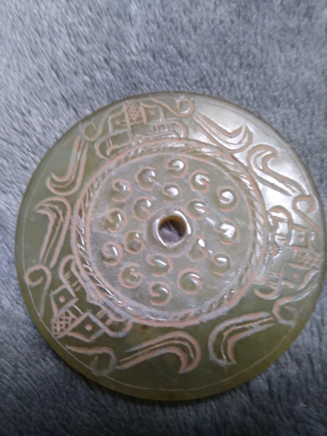Pair of antique Jade bi discs - photo 2