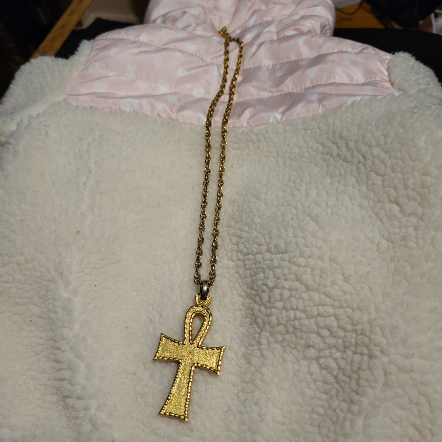 Gold-Tone Ankh Pendant Necklace