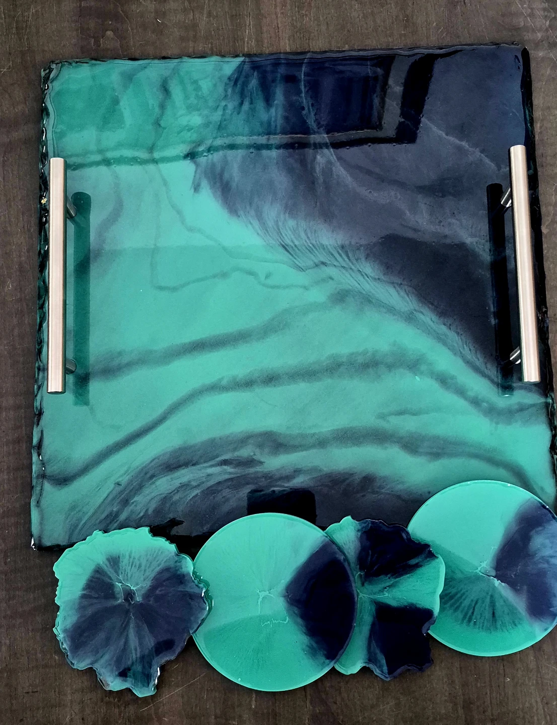 Resin Serving Tray with Coasters - photo 2