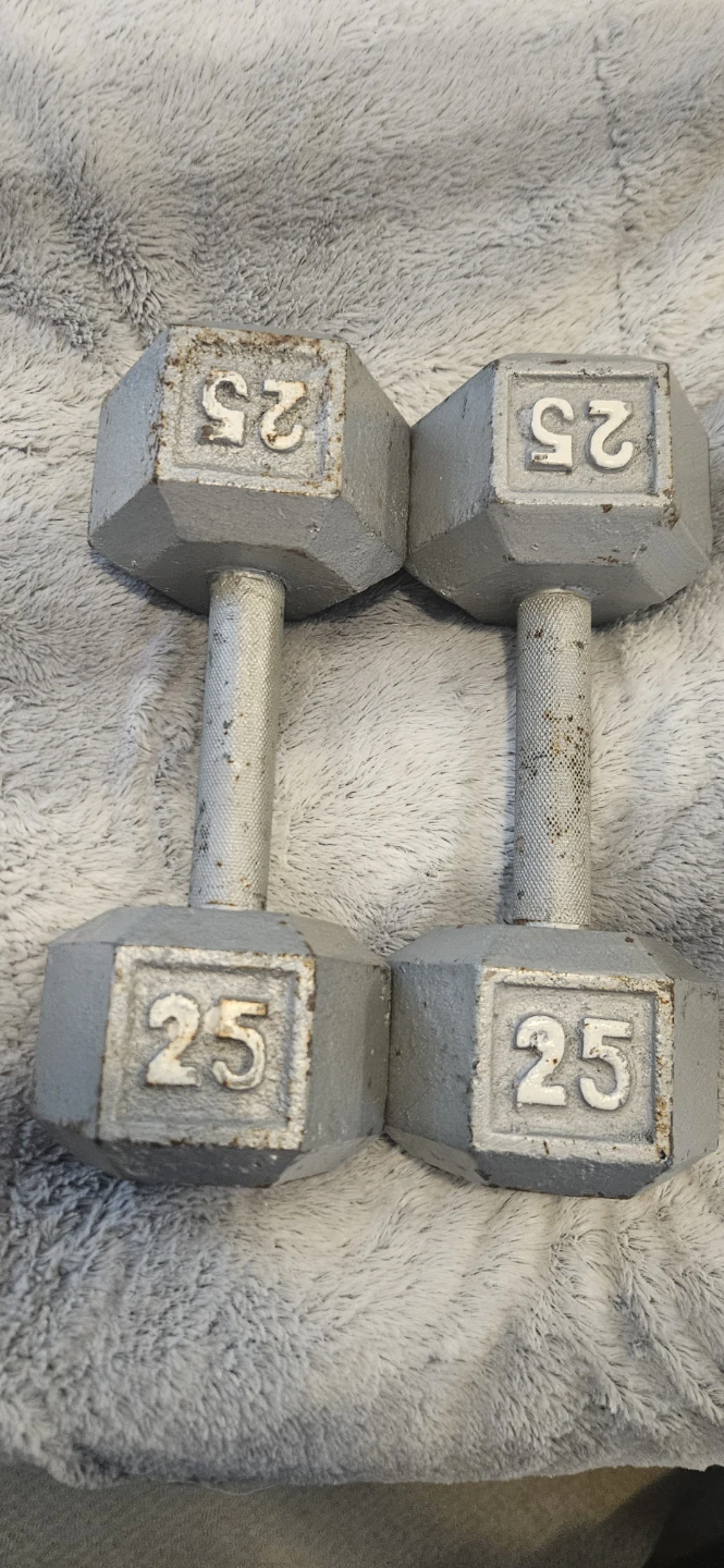 Pair of 25 lb Hex Dumbbells