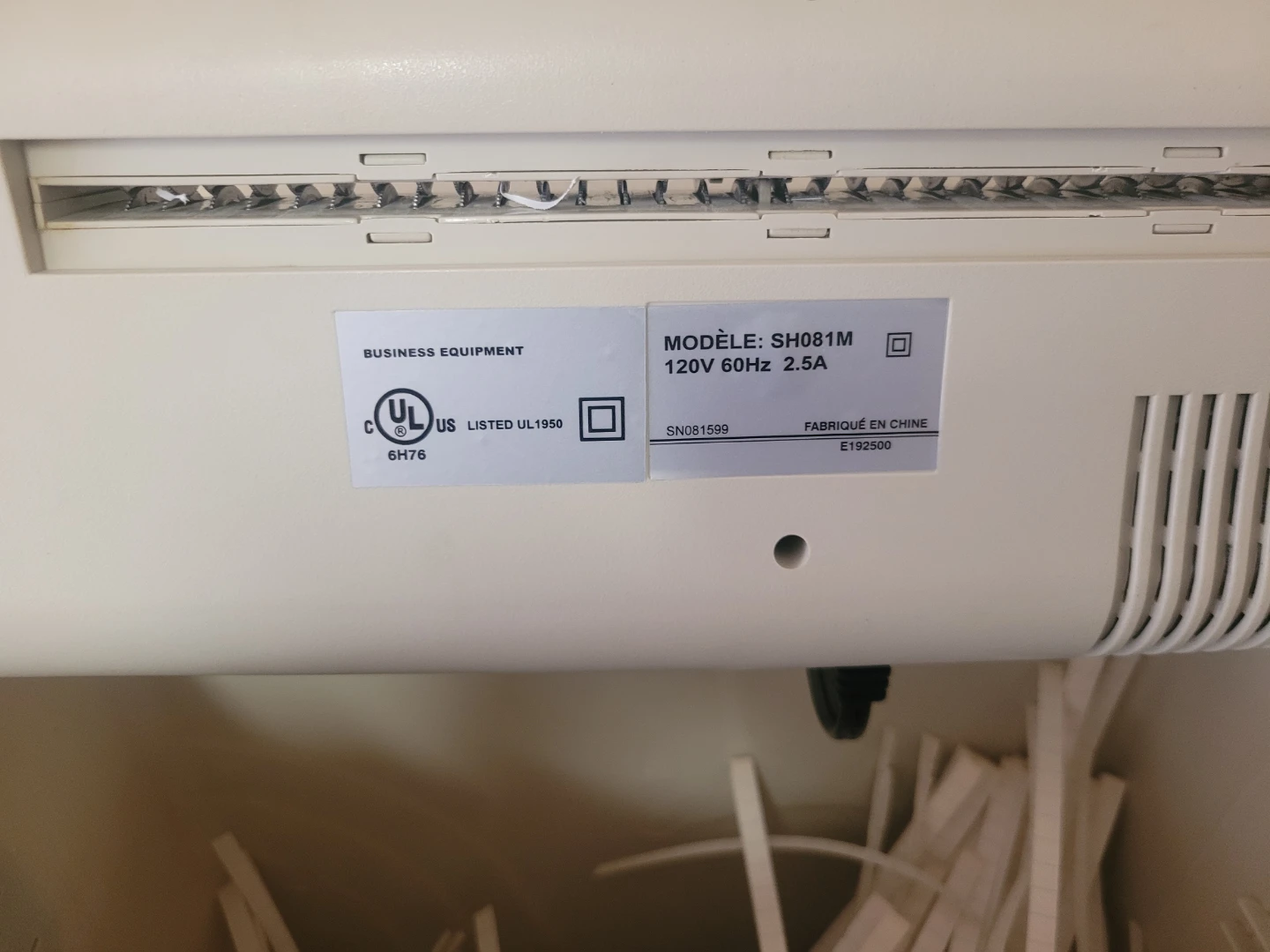 Business Equipment Paper Shredder SH081M - photo 2