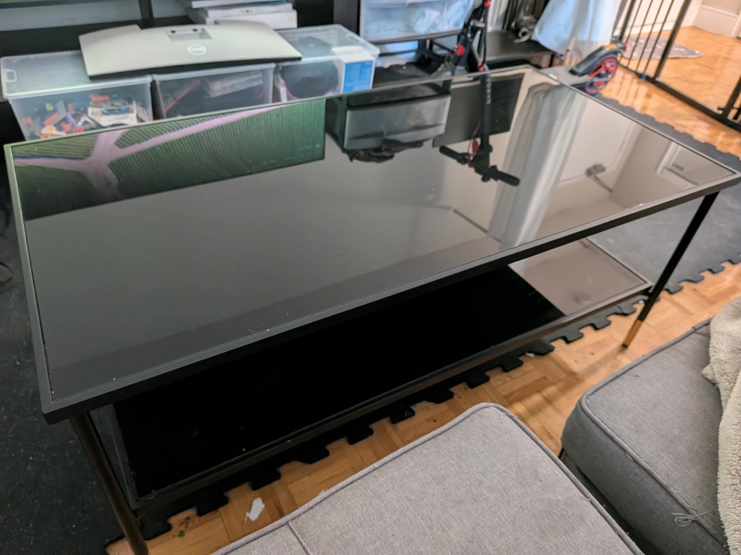 IKEA Asperod Black Glass Coffee Table - photo 2