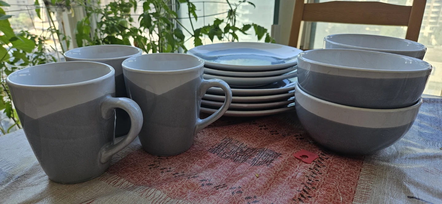 Ceramic Dishware Set in Grey and White - photo 2