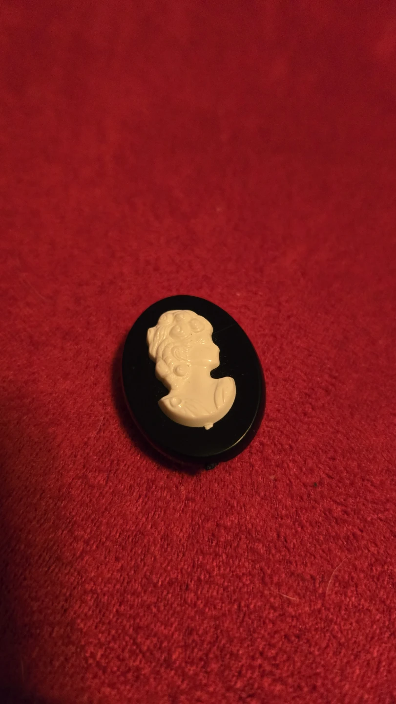 Vintage Black and White Cameo Brooch