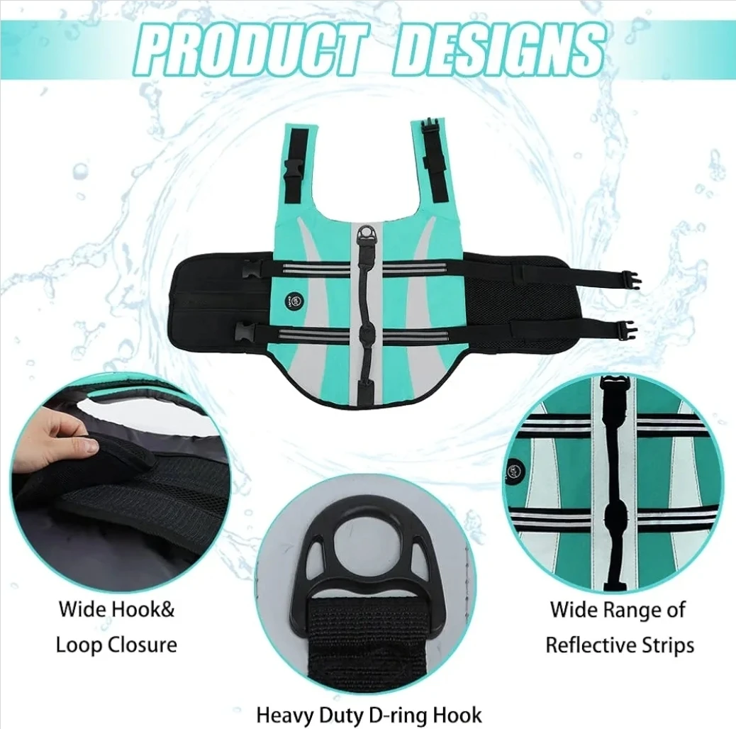 Turquoise Dog Life Vest -Large - photo 3