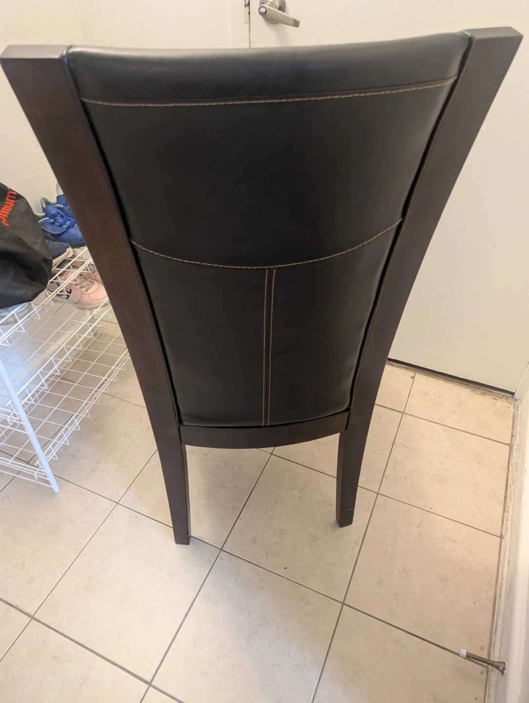Dark Brown Faux Leather Dining Chair