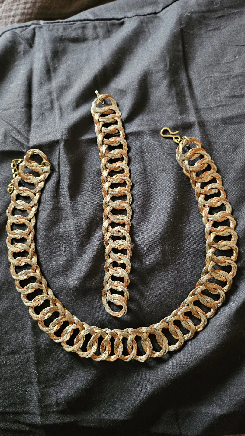 Braided Metal Link Necklace and Bracelet Set
