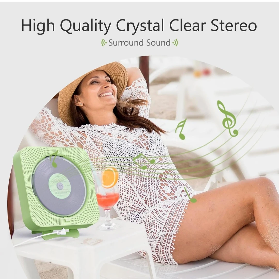Multifunctional Green CD Player with Bluetooth and Remote - photo 2