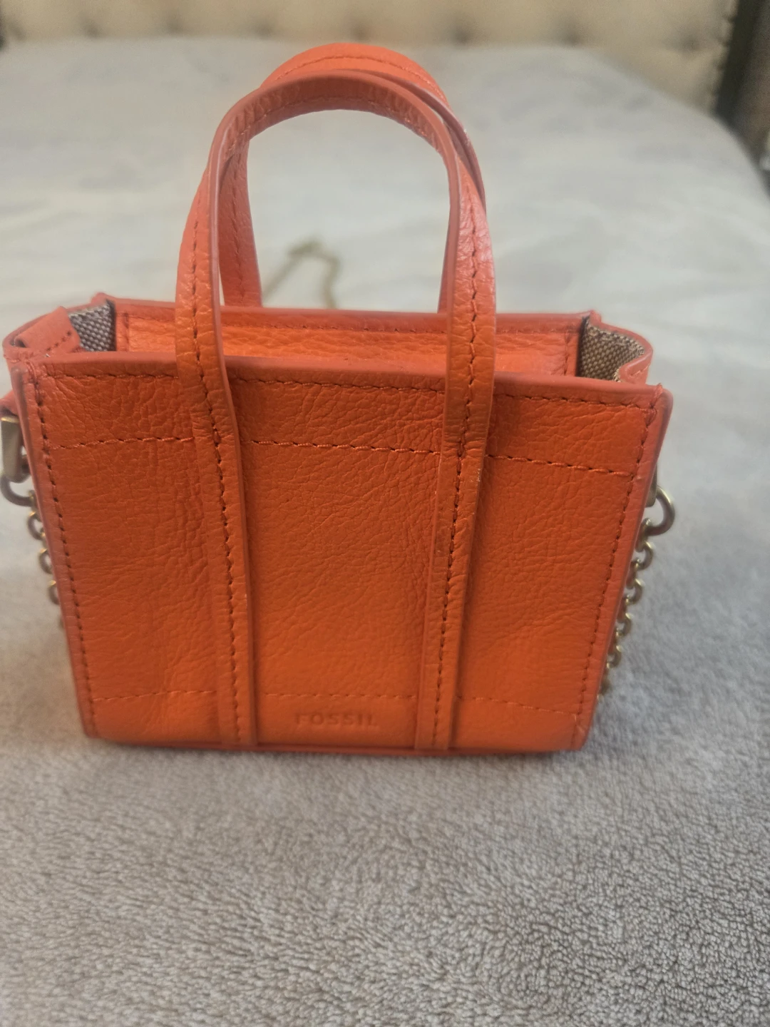 Fossil Orange Leather Micro Crossbody Bag - photo 2