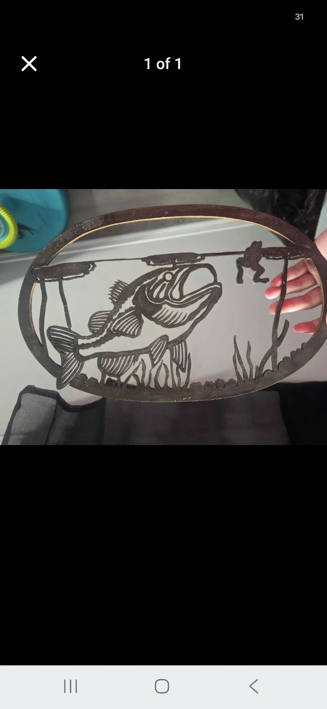 Bass and Frog handmade wood carving
