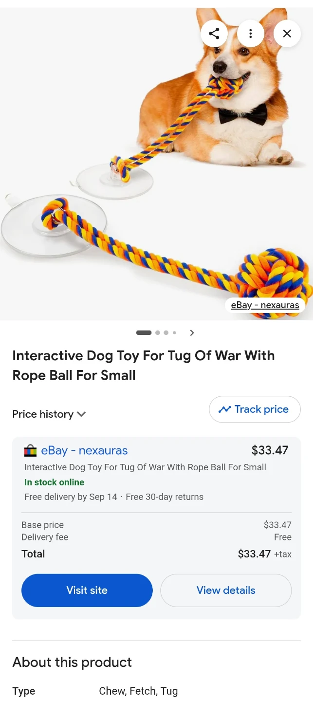 Interactive Dog Toy For Tug Of War With Rope Ball - photo 2