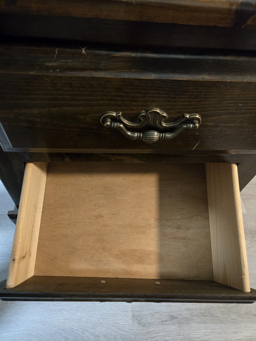 Dark Wood 2-Drawer Nightstand - photo 3
