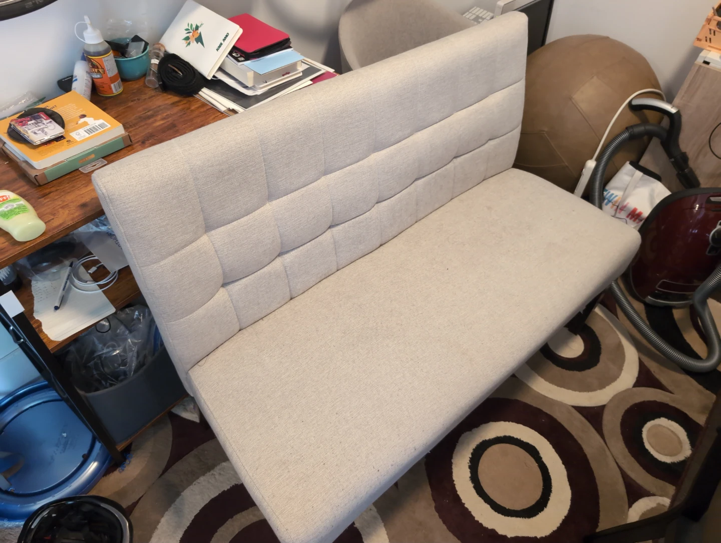 Beige Upholstered Dining Bench - photo 2