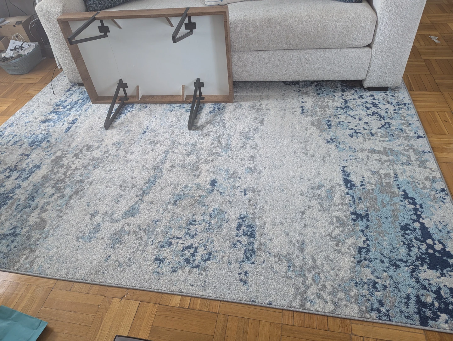 Abstract Area Rug Blue and Grey - photo 2