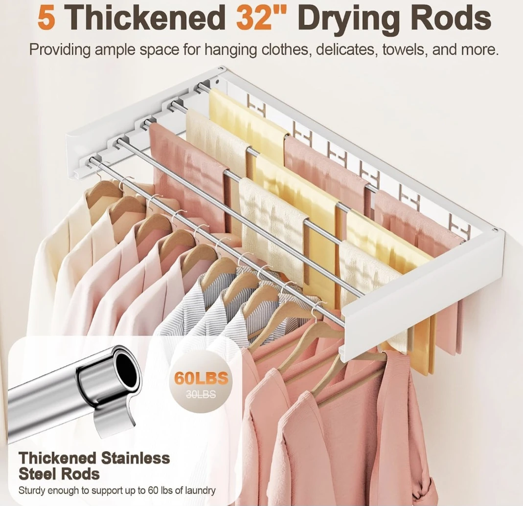 Foldable Wall Mounted Drying Rack 32" - photo 5